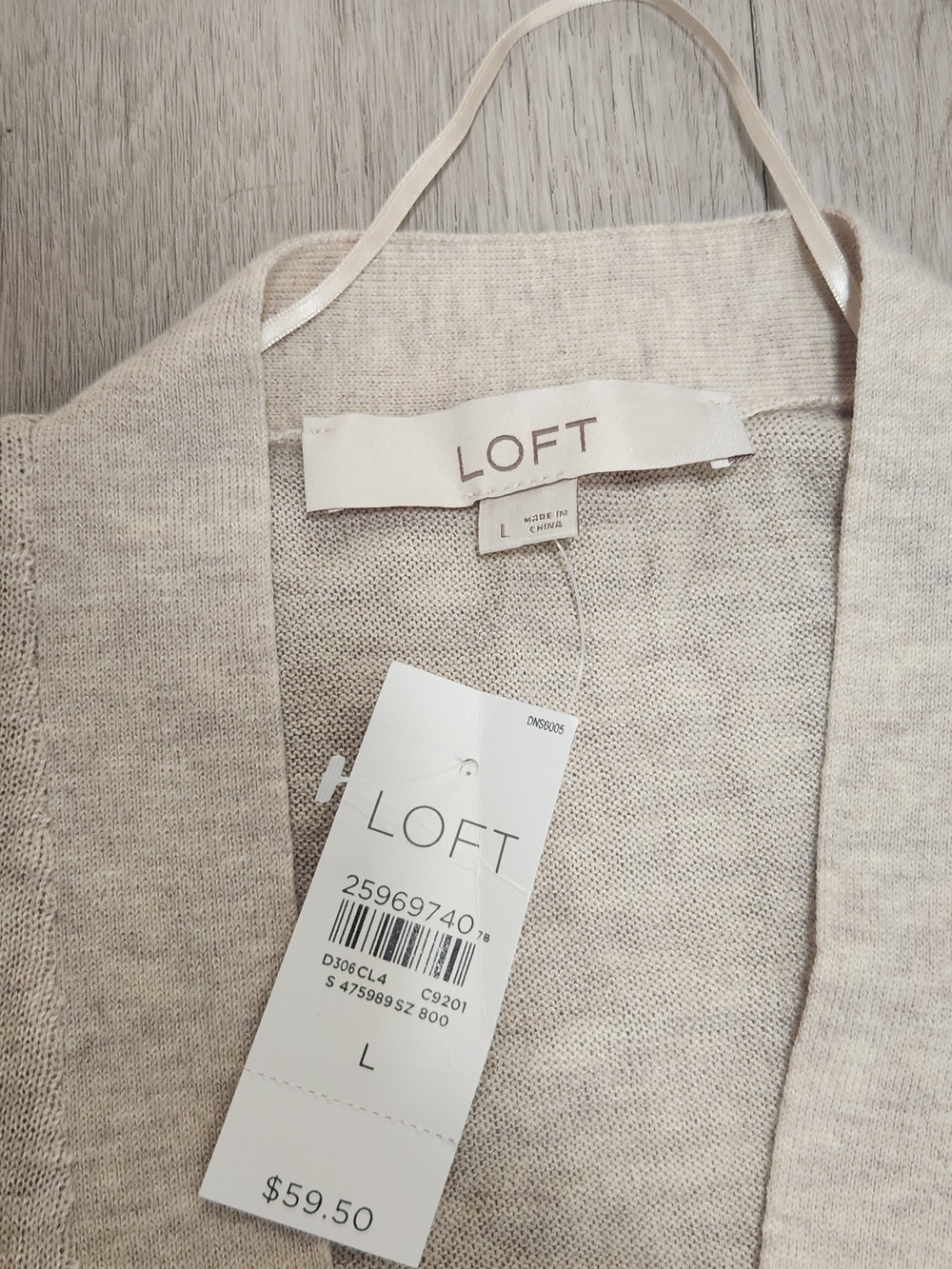 NWT LOFT Oatmeal Wool Blend Open Light Beige Open-Front Women's Cardigan Sweater - Picture 6 of 7